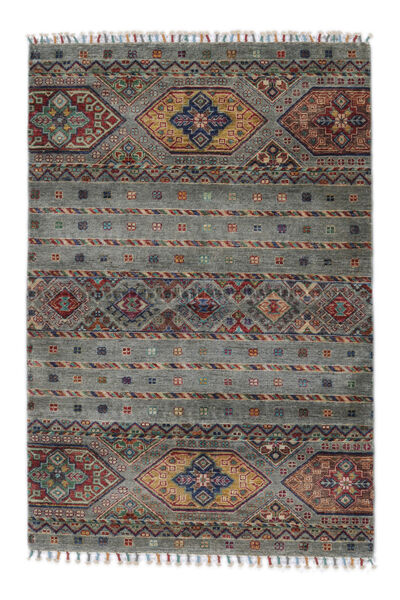 絨毯 Shabargan 100X149 ブラック/ダークグレー (ウール, アフガニスタン)