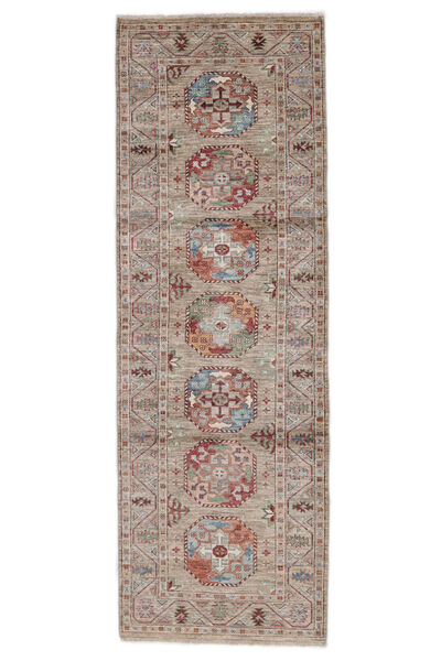 84X250 絨毯 Shabargan モダン 廊下 カーペット 茶色/ダークグレー (ウール, アフガニスタン) Carpetvista