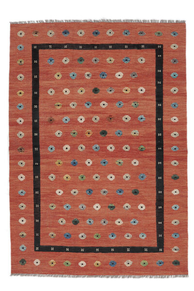 212X300 絨毯 キリム Nimbaft モダン ダークレッド/ブラック (ウール, アフガニスタン) Carpetvista
