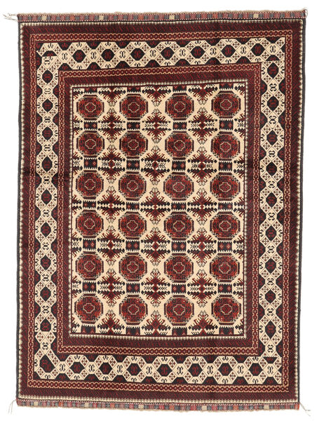 絨毯 Kunduz 145X195 ブラック/茶色 (ウール, アフガニスタン)