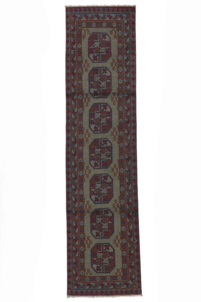  Orientalsk Afghan Fine Teppe 72X293Løpere Svart Ull, Afghanistan Carpetvista
