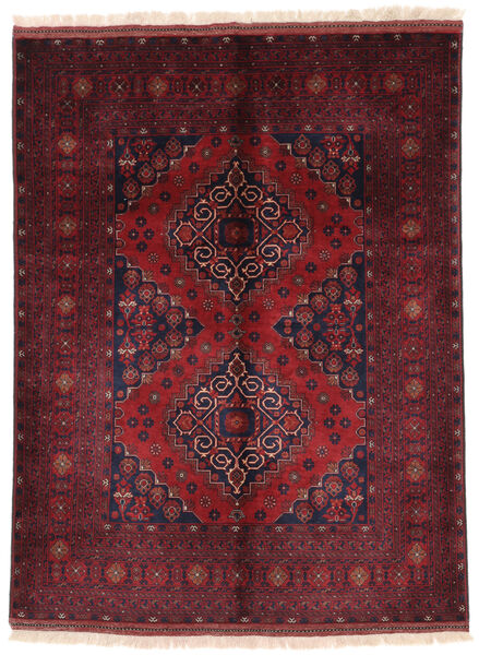 140X187 Kunduz Rug Oriental Black/Dark Red (Wool, Afghanistan) Carpetvista