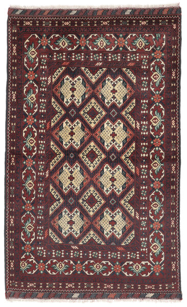 95X150 絨毯 Kunduz オリエンタル ブラック/ダークレッド (ウール, アフガニスタン) Carpetvista