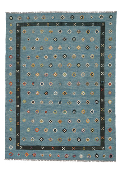 258X346 Kilim Nimbaft Rug Modern Dark Teal/Dark Blue Large (Wool, Afghanistan) Carpetvista