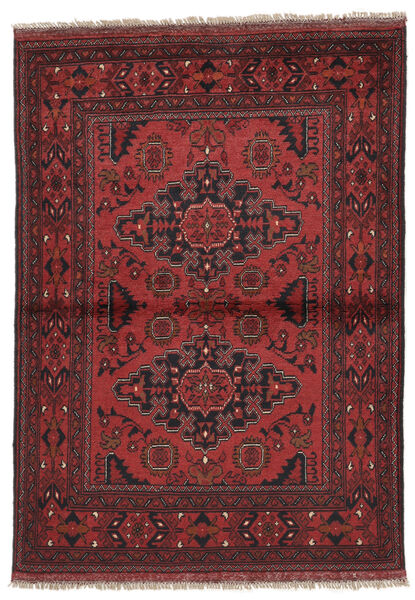 101X139 Alfombra Kunduz Oriental Rojo Oscuro/Negro (Lana, Afganistán) Carpetvista
