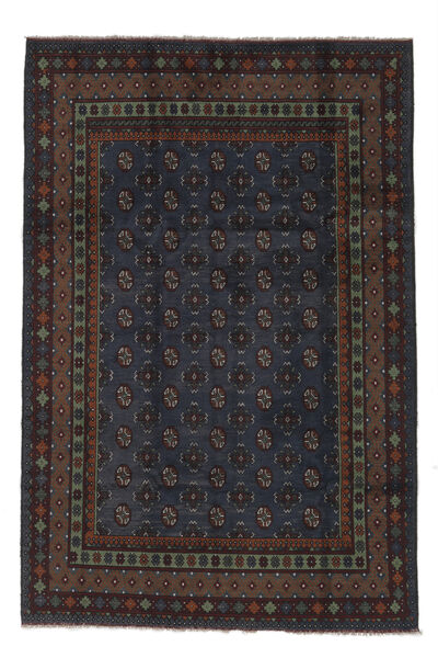 192X290 Tapis D'orient Afghan Fine Noir (Laine, Afghanistan) Carpetvista