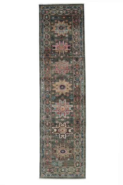 79X302 Shabargan Modern Hallmatta Svart/Brun (Ull, Afghanistan) Carpetvista