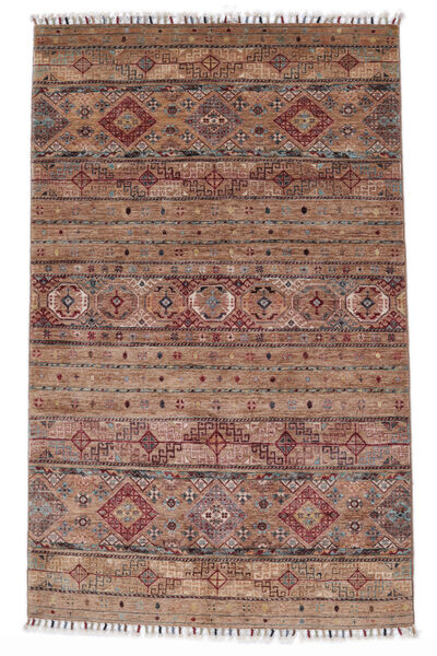 絨毯 Shabargan 122X195 茶色/ダークレッド (ウール, アフガニスタン)