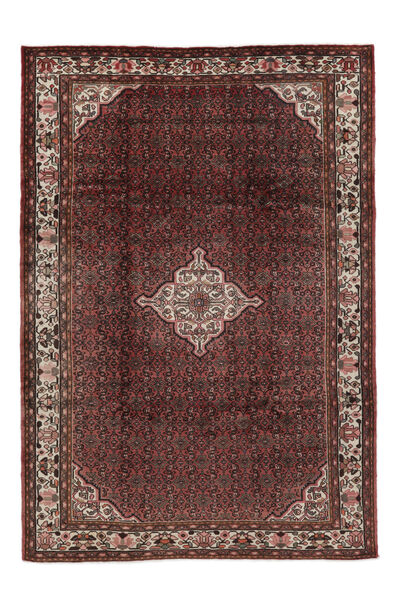 Tapete Hosseinabad 207X301 Preto/Vermelho Escuro (Lã, Pérsia/Irão)