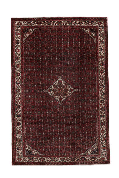 絨毯 ペルシャ ホセイナバード 200X306 ブラック/ダークレッド (ウール, ペルシャ/イラン)