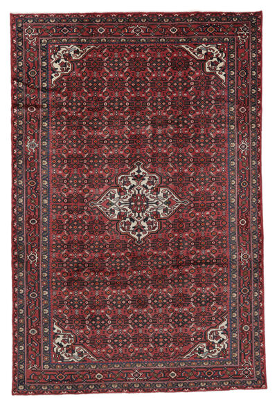 Hosseinabad Teppich 206X314 Schwarz/Dunkelrot Wolle, Persien/Iran Carpetvista