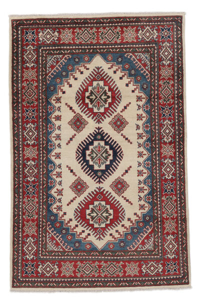 120X185 Χαλι Kazak Fine Ανατολής Μαύρα/Σκούρο Κόκκινο (Μαλλί, Αφγανικά) Carpetvista