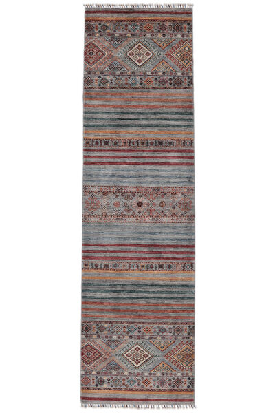 82X303 絨毯 Shabargan モダン 廊下 カーペット 茶色/ダークグレー (ウール, アフガニスタン) Carpetvista