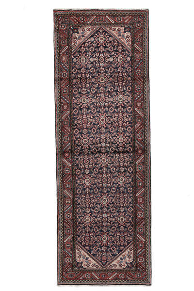 107X313 絨毯 オリエンタル ホセイナバード 廊下 カーペット ブラック/ダークレッド (ウール, ペルシャ/イラン) Carpetvista