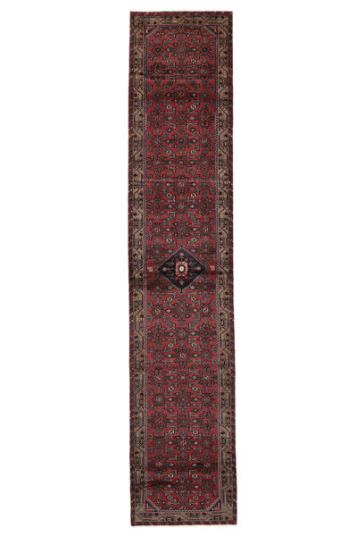 87X423 Alfombra Oriental Hosseinabad De Pasillo Negro/Rojo Oscuro (Lana, Persia/Irán) Carpetvista