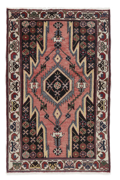  Orientalischer Hamadan Teppich 78X122 Schwarz/Dunkelrot Wolle, Persien/Iran Carpetvista