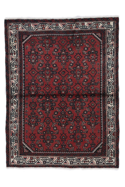  108X143 Hamadan Vloerkleed Zwart/Donkerrood Perzië/Iran Carpetvista