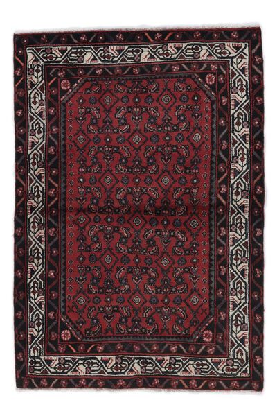  Orientalsk Hamadan Tæppe 112X163 Sort/Mørkerød Uld, Persien/Iran Carpetvista