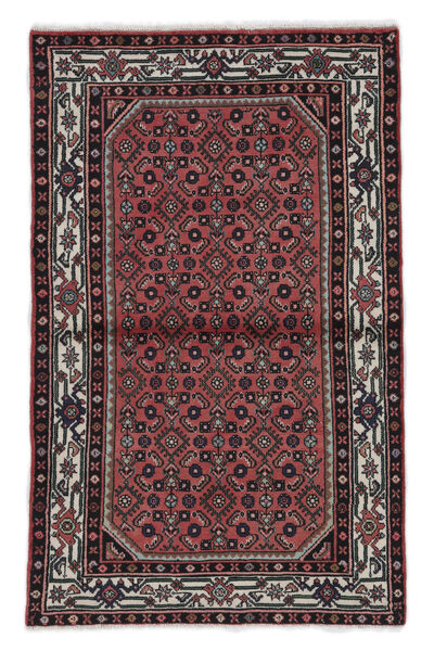 98X155 絨毯 オリエンタル ハマダン ブラック/ダークレッド (ウール, ペルシャ/イラン) Carpetvista