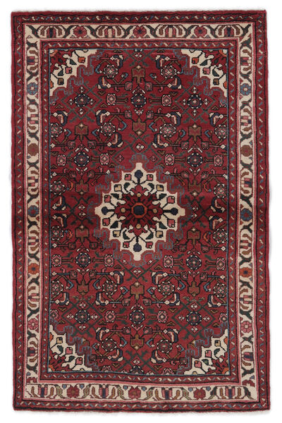 Hosseinabad Vloerkleed 96X151 Zwart/Donkerrood Wol, Perzië/Iran Carpetvista