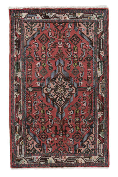 絨毯 オリエンタル ハマダン 80X129 ブラック/ダークレッド (ウール, ペルシャ/イラン)