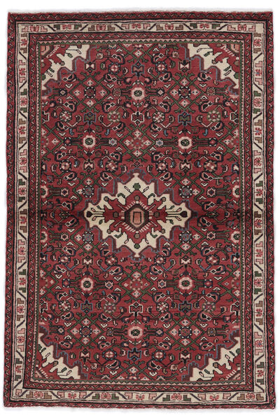  Orientalsk Hosseinabad Teppe 110X162 Svart/Mørk Rød Ull, Persia/Iran Carpetvista