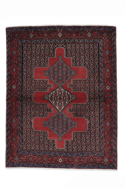  Persischer Senneh Teppich 118X152 Schwarz/Dunkelrot (Wolle, Persien/Iran)