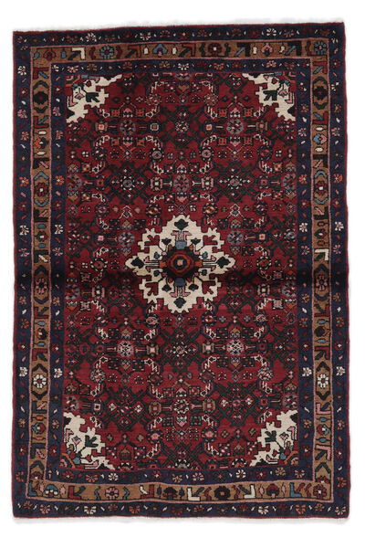 107X156 絨毯 ホセイナバード オリエンタル ブラック/ダークレッド (ウール, ペルシャ/イラン) Carpetvista