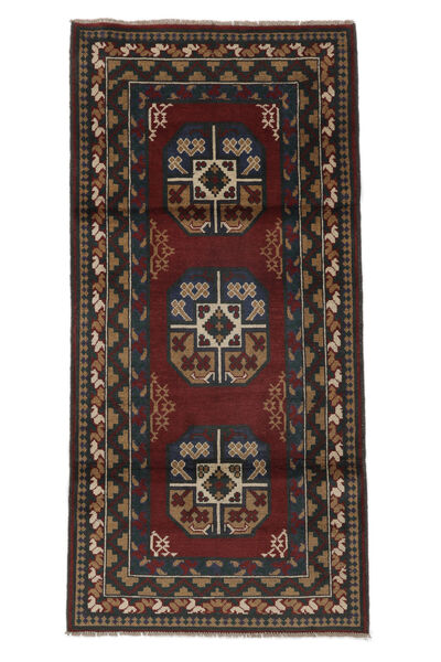  Orientalisk Afghan Fine 93X197 Hallmatta Svart/Brun Ull, Afghanistan Carpetvista