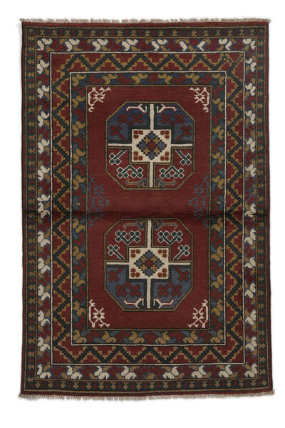98X147 Afghan Fine Vloerkleed Oosters Zwart/Bruin (Wol, Afghanistan) Carpetvista