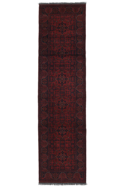 80X298 絨毯 オリエンタル アフガン Khal Mohammadi 廊下 カーペット ブラック (ウール, アフガニスタン) Carpetvista