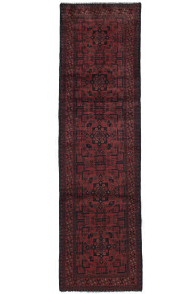 絨毯 オリエンタル アフガン Khal Mohammadi 85X290 廊下 カーペット ブラック/ダークレッド (ウール, アフガニスタン)