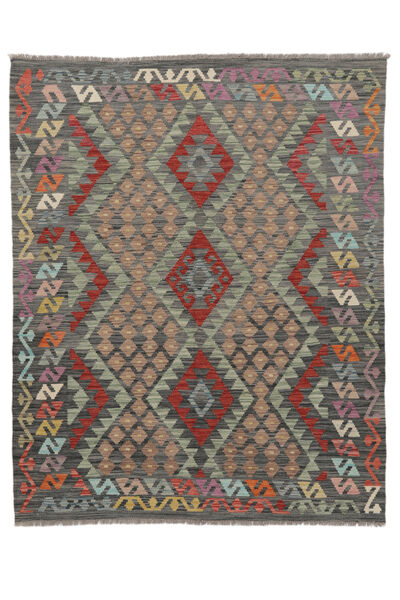 絨毯 オリエンタル キリム アフガン オールド スタイル 156X192 茶色/ブラック (ウール, アフガニスタン)