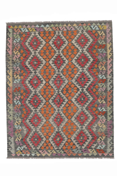  154X192 Kilim Afghan Old Style Rug Brown/Black Afghanistan Carpetvista