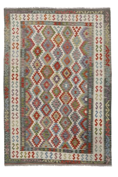  Orientalsk Kelim Afghan Old Style Teppe 202X288 Brun/Mørk Gul Ull, Afghanistan Carpetvista