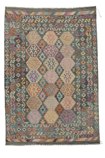 Tappeto Kilim Afghan Old Style 202X290 Marrone/Verde Scuro (Lana, Afghanistan)