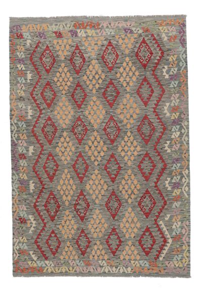 202X294 Tapete Oriental Kilim Afegão Old Style Castanho/Vermelho Escuro (Lã, Afeganistão) Carpetvista