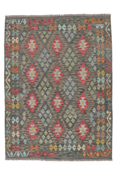  156X208 Kelim Afghan Old Style Matot Matto Ruskea/Tummankeltainen Afganistan Carpetvista