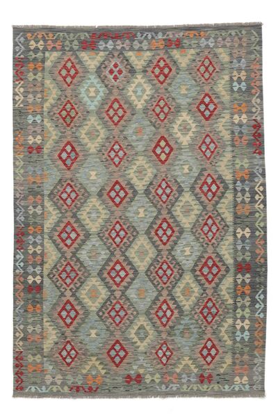  Orientalsk Kelim Afghan Old Style Tæppe 208X299 Mørkegul/Brun Uld, Afghanistan Carpetvista