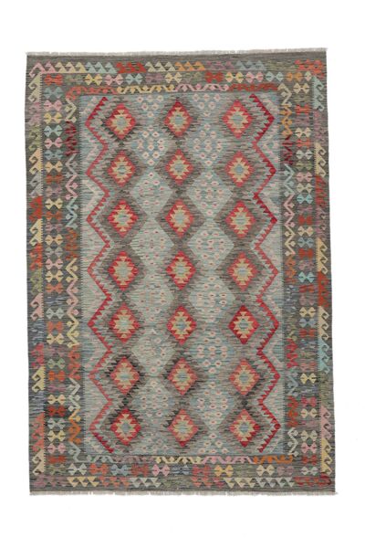 202X292 Kelim Afghan Old Stil Teppich Orientalischer Dunkelgelb/Braun (Wolle, Afghanistan) Carpetvista