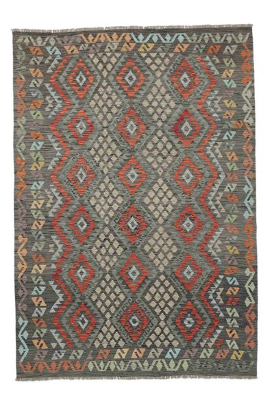 204X294 Tapete Oriental Kilim Afegão Old Style Preto/Vermelho Escuro (Lã, Afeganistão) Carpetvista
