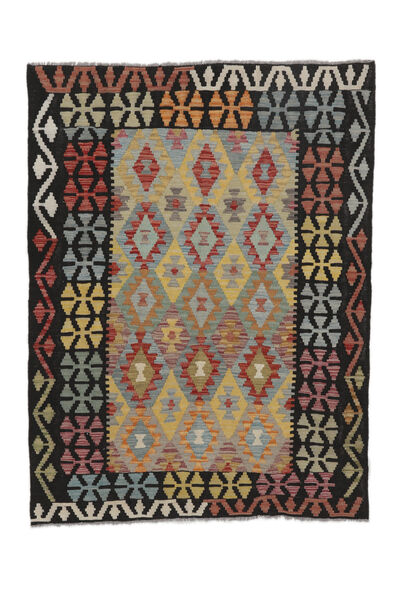 130X173 絨毯 キリム アフガン オールド スタイル オリエンタル ブラック/茶色 (ウール, アフガニスタン) Carpetvista