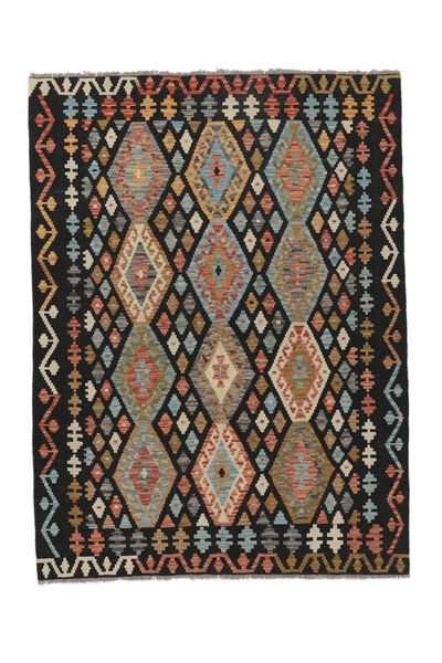  Kilim Afghan Old Style Rug 153X205 Wool Black/Brown Small Carpetvista