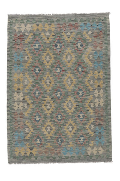 128X180 Kelim Afghan Old Style Tæppe Orientalsk Mørkegul/Mørkegrøn (Uld, Afghanistan) Carpetvista