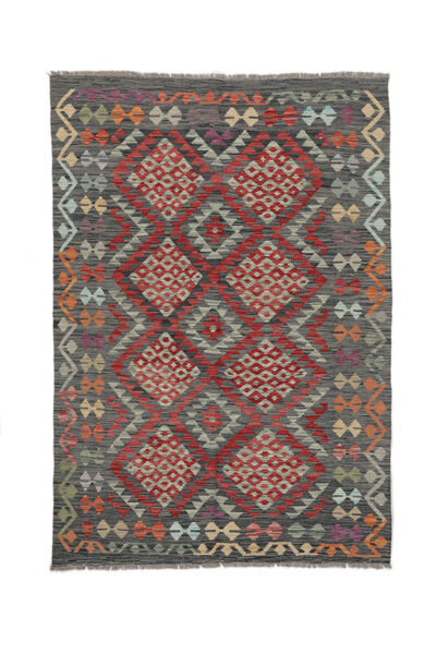  Kelim Afghan Old Style Matot 127X183 Villamatto Musta/Tummanpunainen Pieni Matto Carpetvista