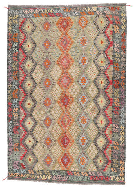 196X295 Kelim Afghan Old Stil Teppich Orientalischer Braun/Orange (Wolle, Afghanistan) Carpetvista
