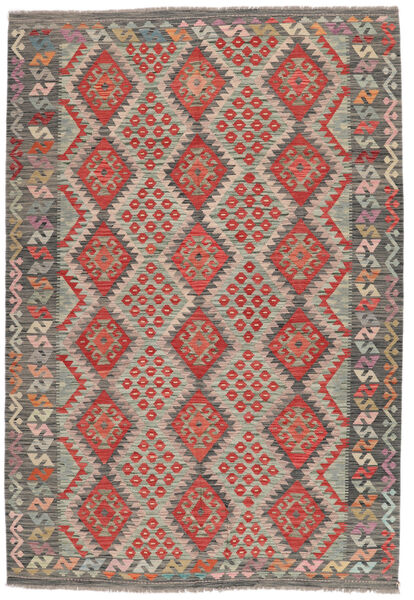  Kelim Afghan Old Style Matot 204X296 Ruskea/Tummankeltainen Carpetvista