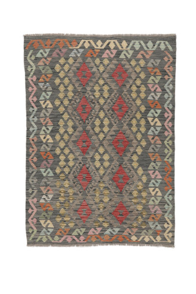  Kelim Afghan Old Style Matot 122X172 Villamatto Ruskea/Tummankeltainen Pieni Matto Carpetvista