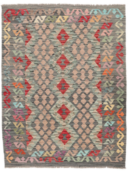  Orientalischer Kelim Afghan Old Stil Teppich 129X167 Braun/Dunkelgelb Wolle, Afghanistan Carpetvista