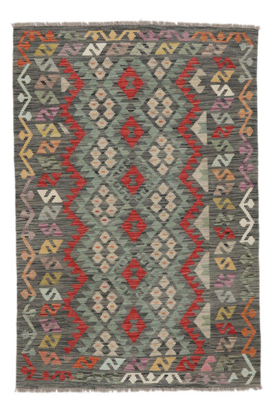 Kelim Afghan Old Stil Teppich 120X178 Dunkelgrün/Dunkelgelb Wolle, Afghanistan Carpetvista